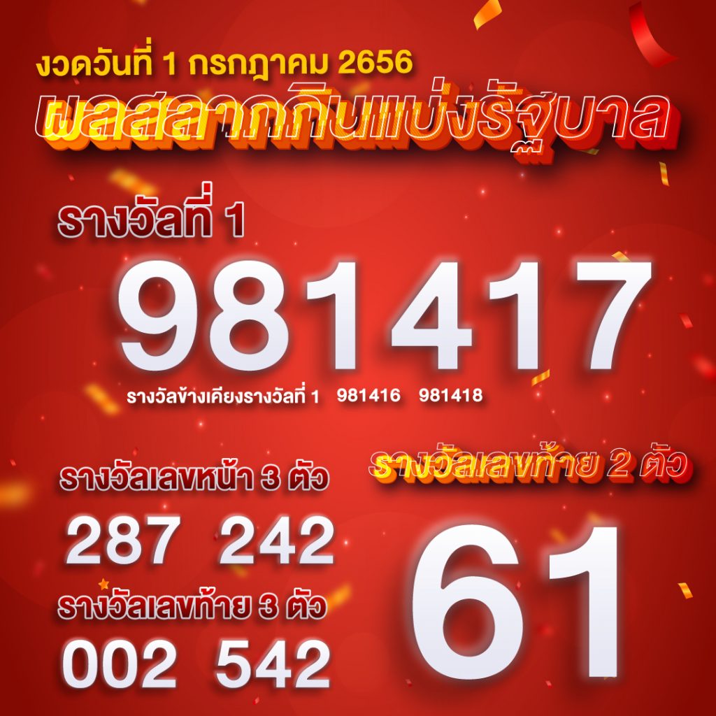 ตรวจหวย 1-07-2565