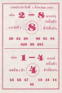 หวยไทย หวยล็อต1/8/65