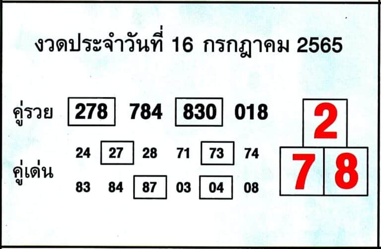 หวยไทย คู่รวย คู่เด่น
