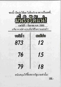 หวยไทย หวยมั่นใจได้แน่1/9/65