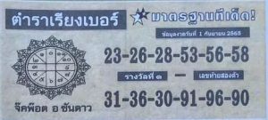 หวยไทย หวยตําราเรียงเบอร์1-9-65