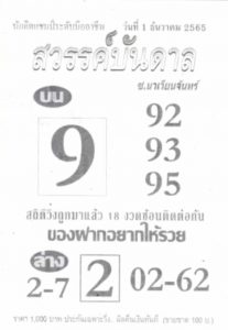 หวยไทย หวยสวรรค์บันดาล1-12-65