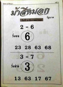 หวยไทย หวยม้าสีหมอก 30-12-65