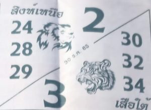 หวยไทย หวยสิงห์เหนือเสือใต้ 30-12-65
