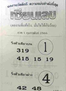 หวยเซียนเลข 1-2-66