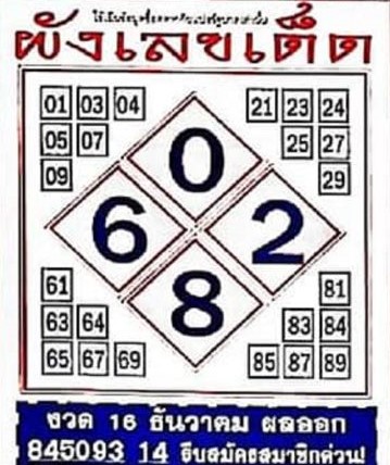 หวยไทย ผังเลขเด็ด 17-1-66