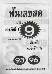 หวยไทย หวยฟันเลขสด 17-1-66