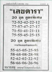หวยไทย เลขดารา 17-1-66