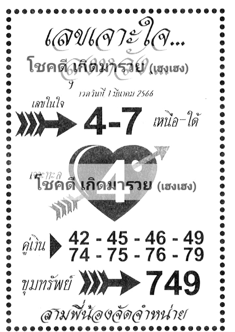 เลขเจาะใจ 1-3-66