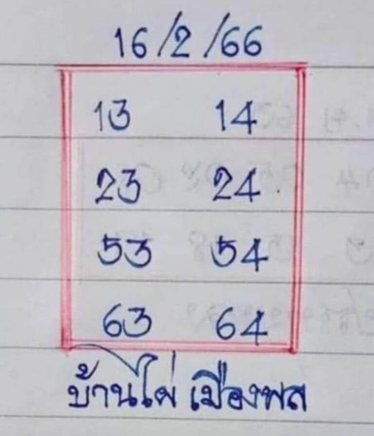หวยบ้านไผ่เมืองพล 16-2-66