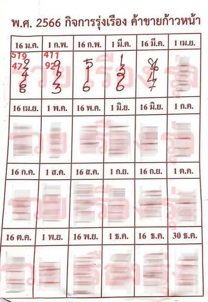 หวยปฏิทินจีน 16-3-66
