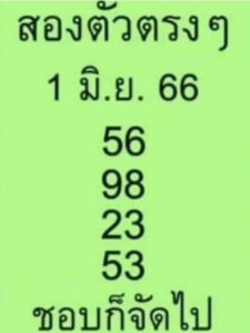 หวยสองตัวตรงๆ 1-6-66