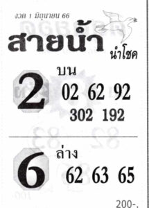 หวยสายน้ำนำโชค 1-6-66