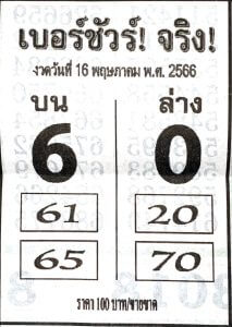 หวยเบอร์ชัวร์จริง 16-5-66