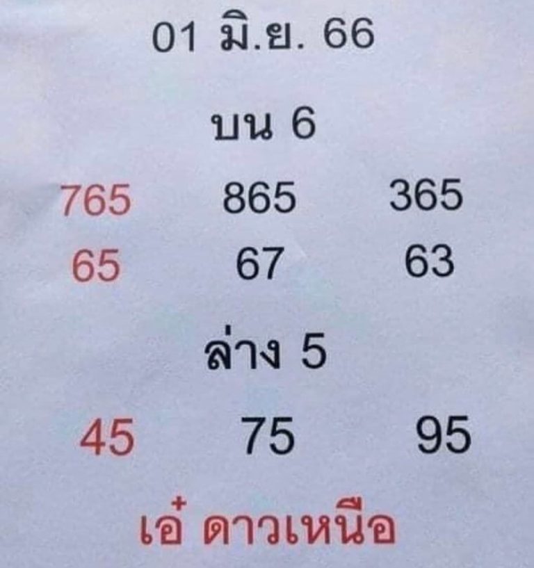 หวยเอ๋ดาวเหนือ 1-6-66