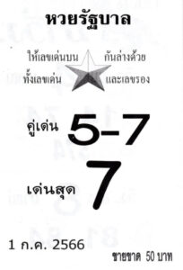 หวยรัฐบาลงวดนี้ 1-7-66
