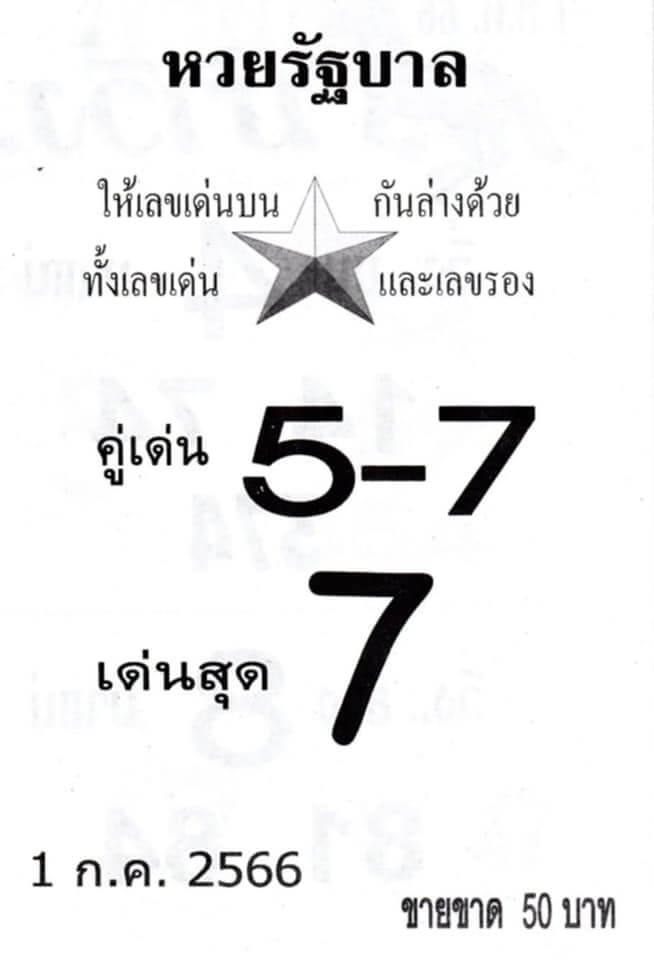 หวยรัฐบาลงวดนี้ 1-7-66