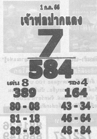 หวยเจ้าพ่อปากแดง 1-7-66