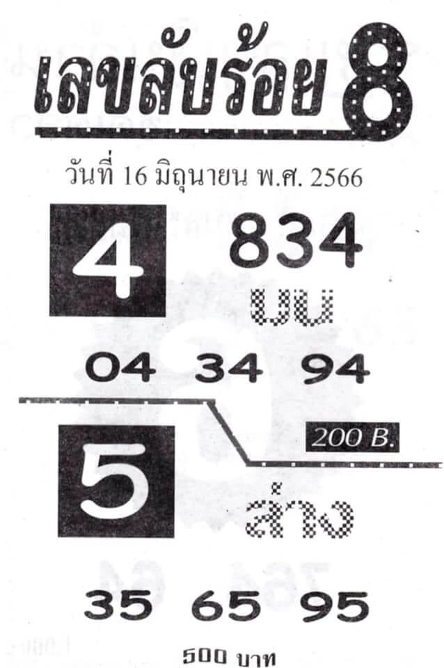 เลขลับร้อย8 16-6-66