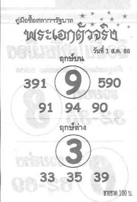 หวยพระเอกตัวจริงงวดนี้ 31-7-66