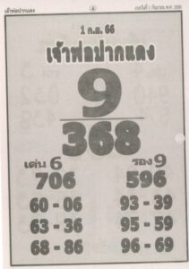 หวยเจ้าพ่อปากแดงงวดนี้ 1-9-66