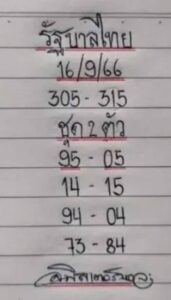 หวยมิสเตอร์บอล 16-9-66