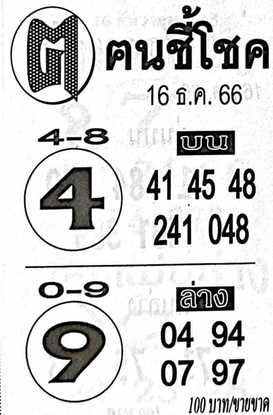 หวยคนชี้โชค 16-12-66
