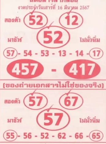 หวยลาภลอย 16-3-67