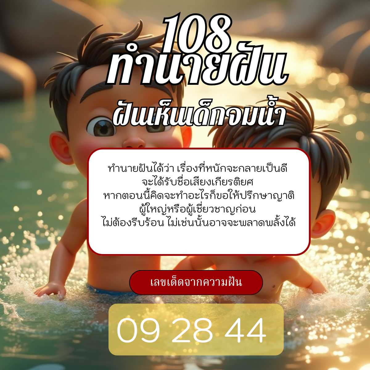 ฝันเห็นเด็กจมน้ำ